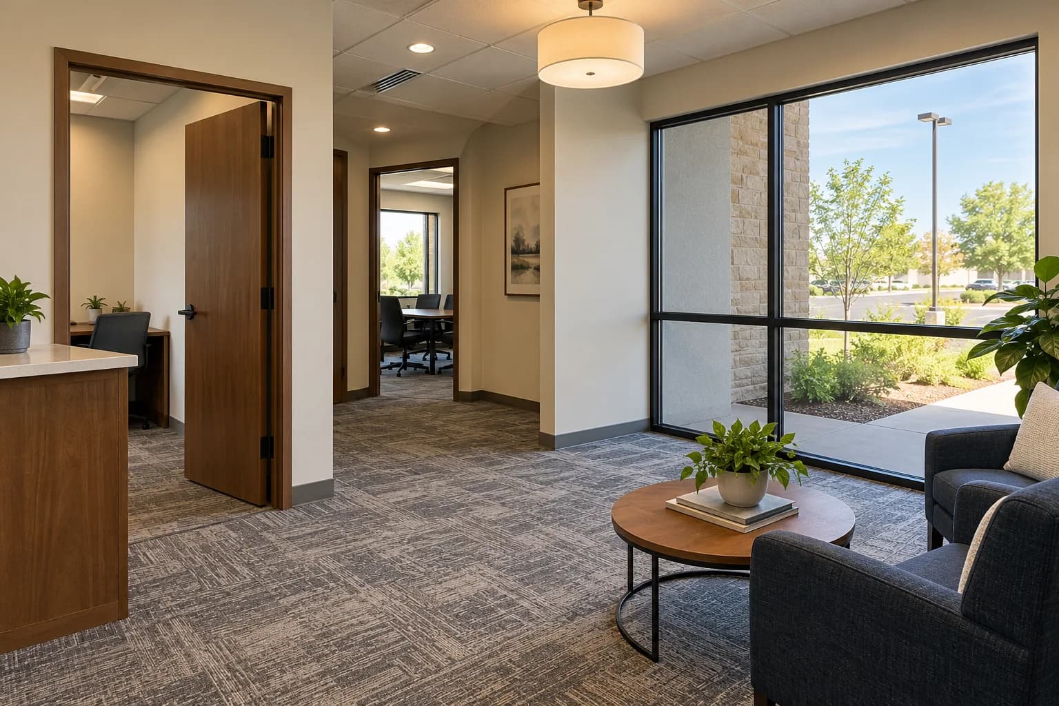 Interior finishes, lighting and fixtures in a commercial investment property.